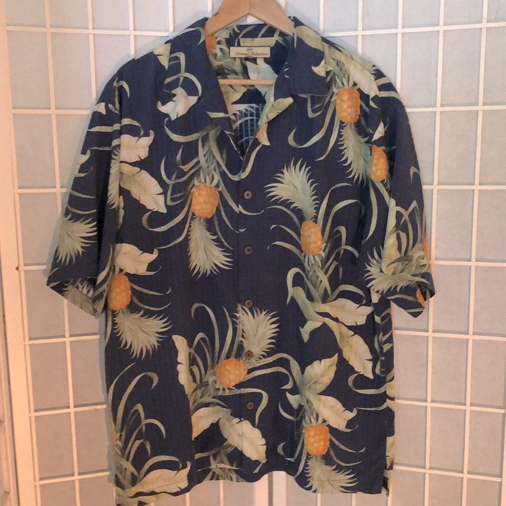 Tommy Bahama Pineapple Short Sleeve Silk Shirt Sz L